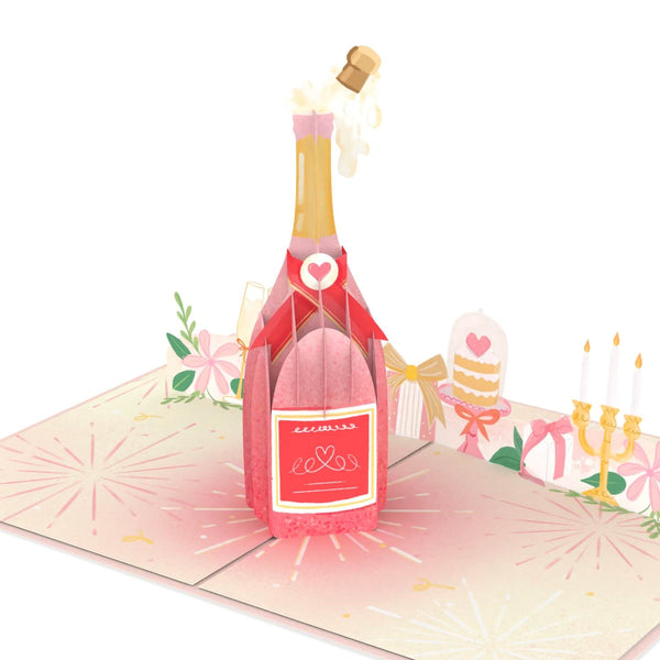 Carta pop-up in bottiglia di champagne