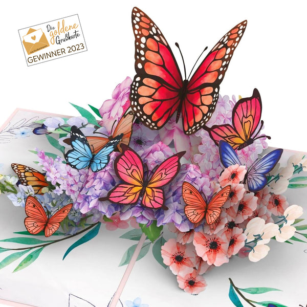Biglietto pop-up Farfalle su fiori